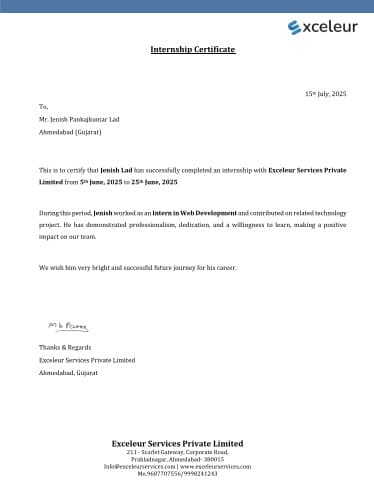 Web Development Internship Certificate
